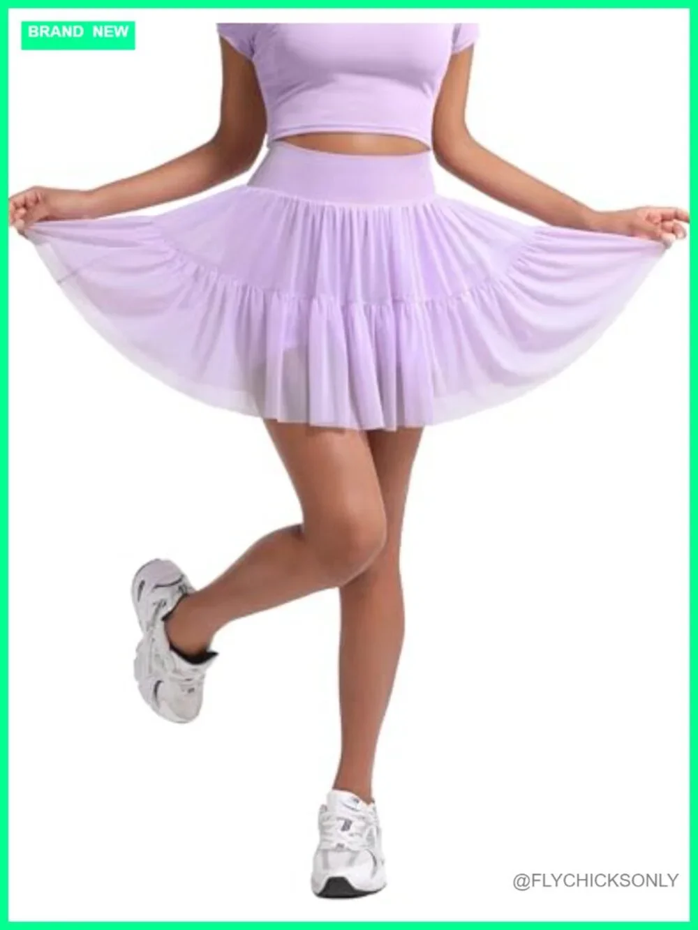 High Waisted Tulle Skort with Pockets Balletcore Active Skirt